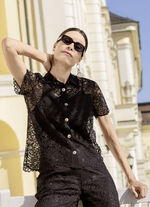 Kanten blouse met overhemdkraag 