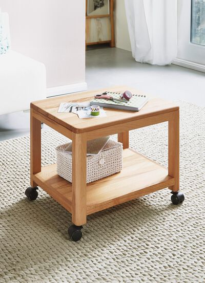 Bijzetkar van geolied massief hout 