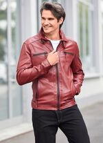 Kort leren jack met twee binnenzakken 