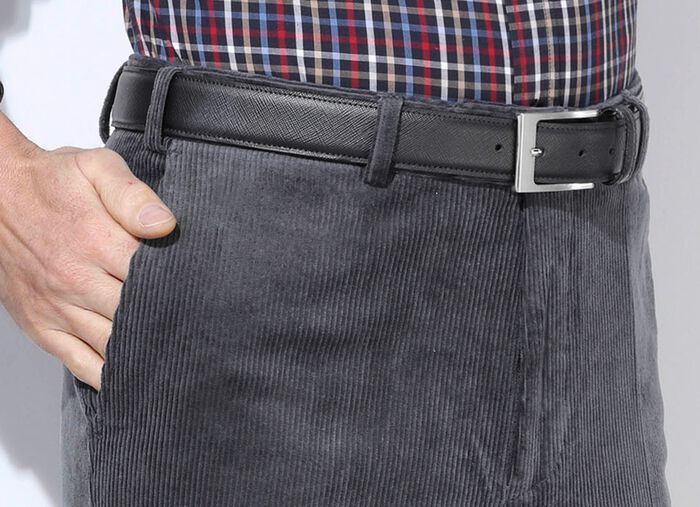 Klassieke heren leren riem, 3,5 cm breed ZWART