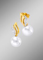 Oorbellen met zoetwaterparels en diamanten 