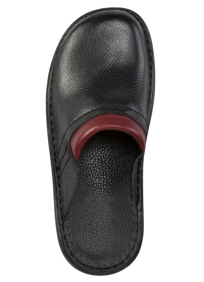 GINO GALANTE, comfortabele herenmuiltjes, breedte H, gemaakt van leer ZWART-CHIANTI