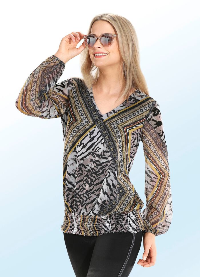 Fantasierijk overhemd met gesmokte zoom 