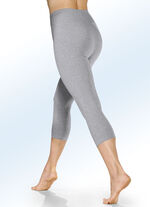 Verpakking van twee capribroeken met elastische band 1 X GRIJS GEM&Ecirc;LEERD, 1 X MARINE