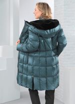 Korte donsjas met vaste capuchon 