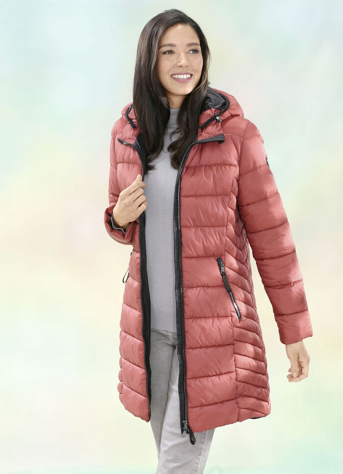 Functionele korte mantel met afneembare capuchon 