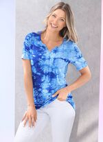 Shirt in batik-look in 2 kleuren BLAUW BATIK