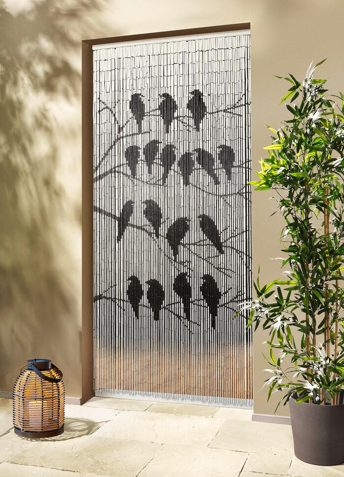 Bamboe gordijn met vogelmotief 
