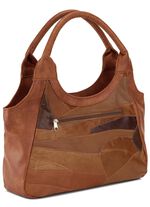 Nappaleer tas met patchwork COGNAC
