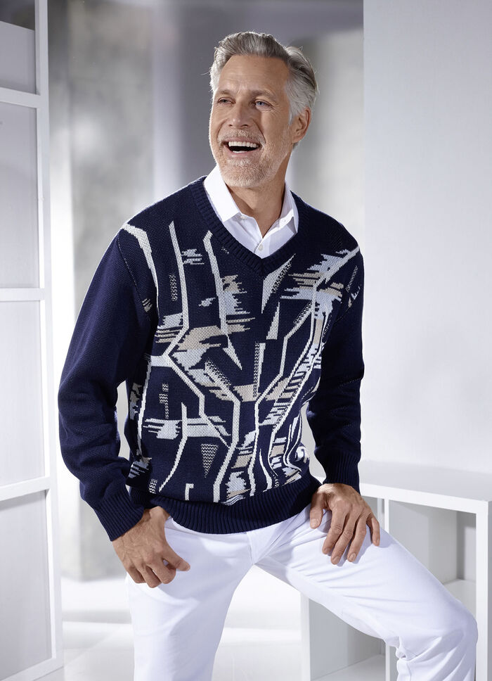 Interessante trui met V-hals MARINE