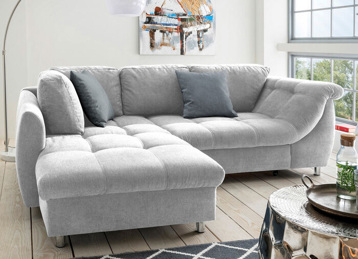 Hoekbank met decoratiekussen GRIJS