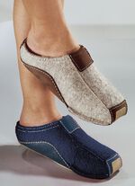 HAFLINGER pantoffels, wolfleece stof MARINE