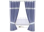 Overgordijn met gehaakte boord BLAUW-WIT