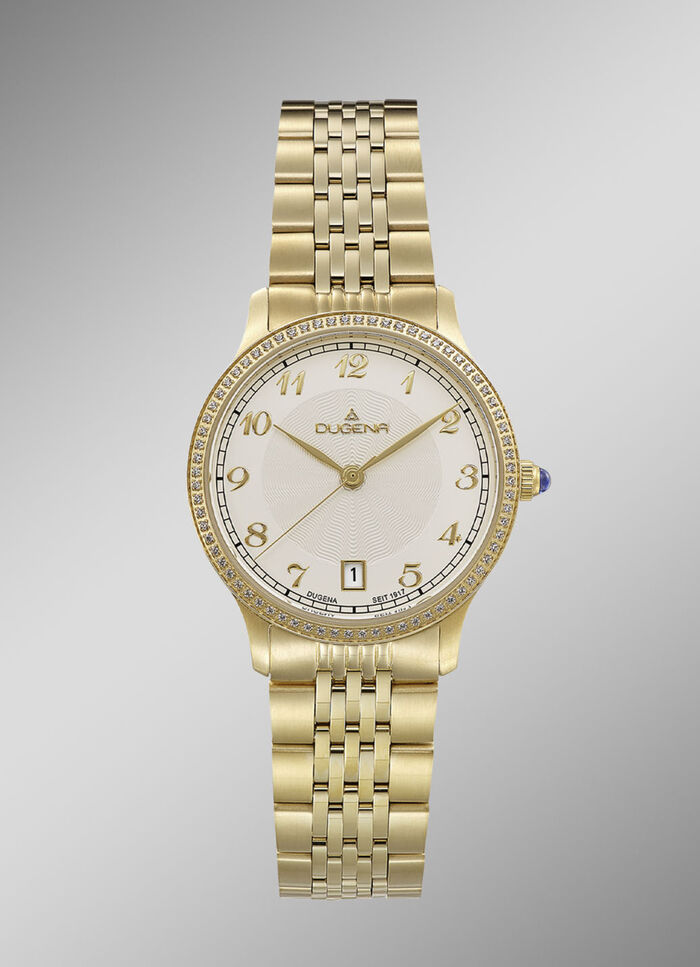 Dugena quartz dameshorloge met roestvrijstalen bandkast 