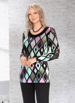 Expressief lang shirt met zwart paneel 