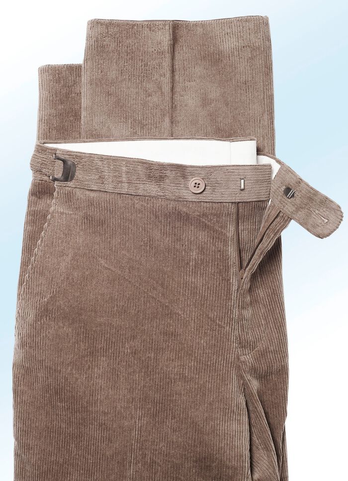 Broek met bandverstelling, met overslag in de tailleband, in 4 kleuren ZAND