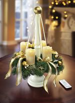 Adventskrans met LED echte waskaarsen en houten standaard CR&Egrave;ME