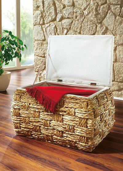 Opbergbank van natuurvezel in geraffineerd gevlochten vorm 