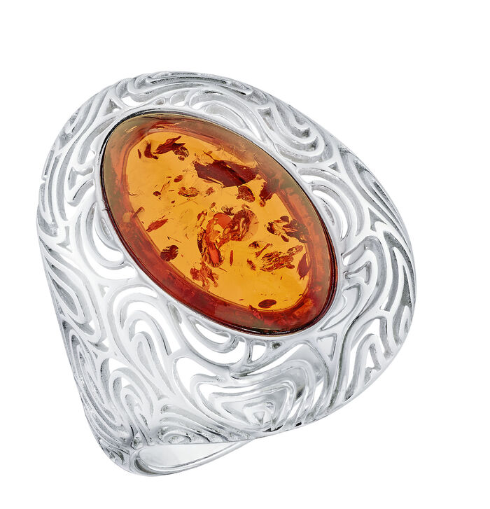 Tijdloze damesring met echte barnsteen 