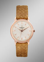 Kwarts dameshorloge met rosé vergulde metalen kast 