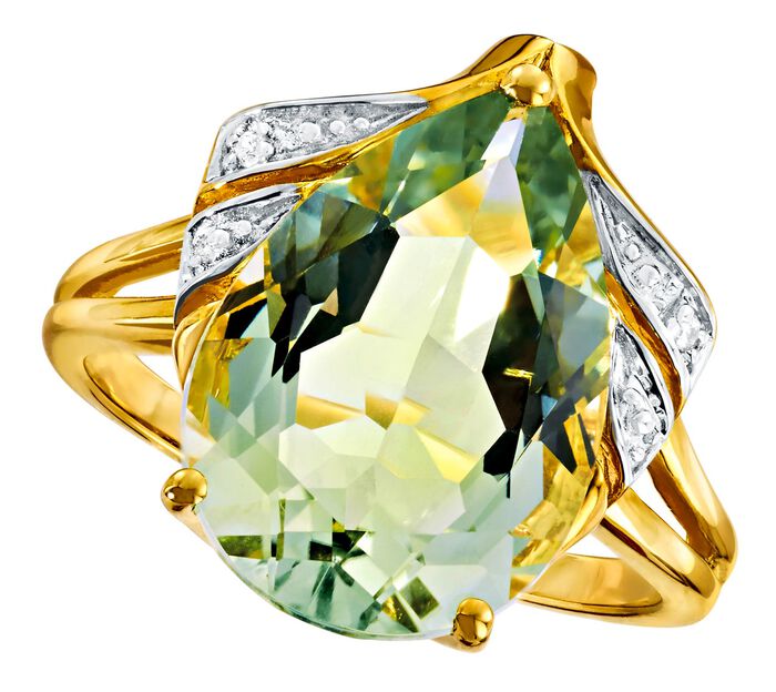 Damesring met groene amethist 