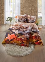 Beddengoedset met kittens in herfstbladerenmotief 
