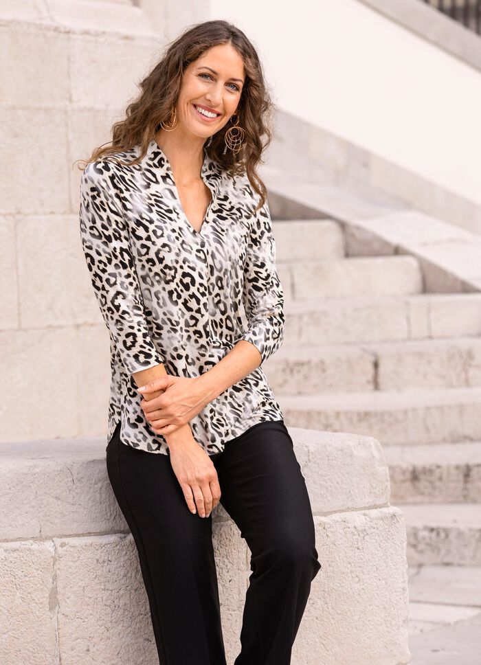 Overhemdtuniek met opstaande kraag 