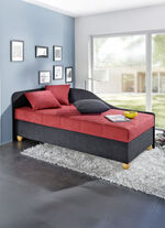 Comfortabel studioligbed op massief houten poten ZWART-ROOD