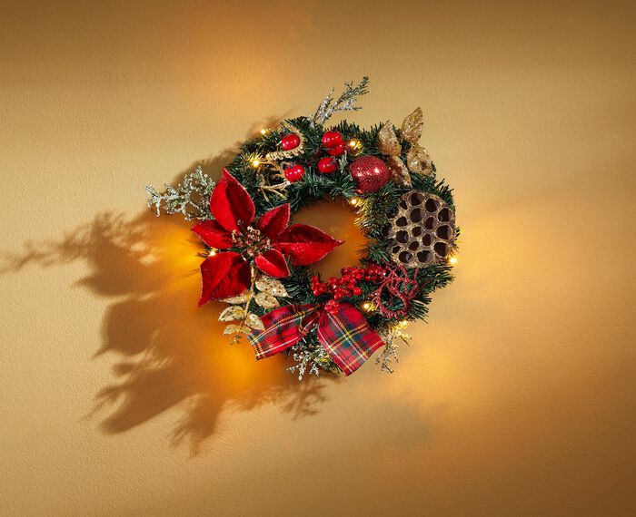 Verlichte dennenkrans 