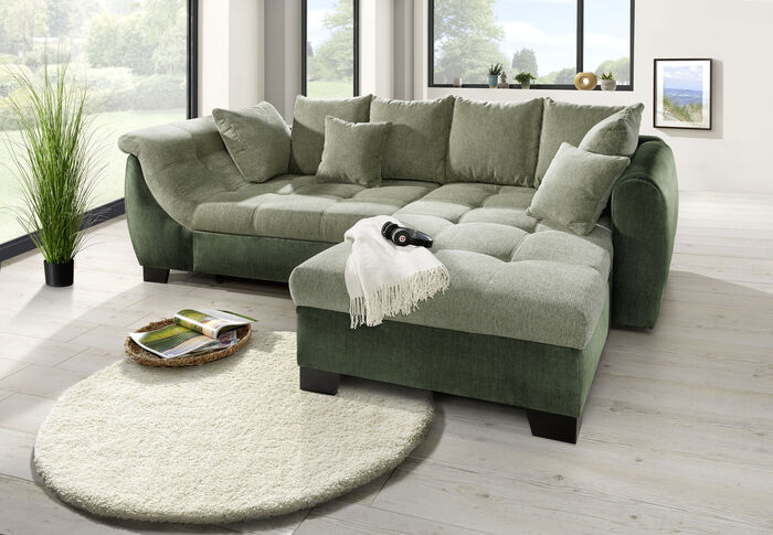 Comfortabel gestoffeerde hoek met bedfunctie 