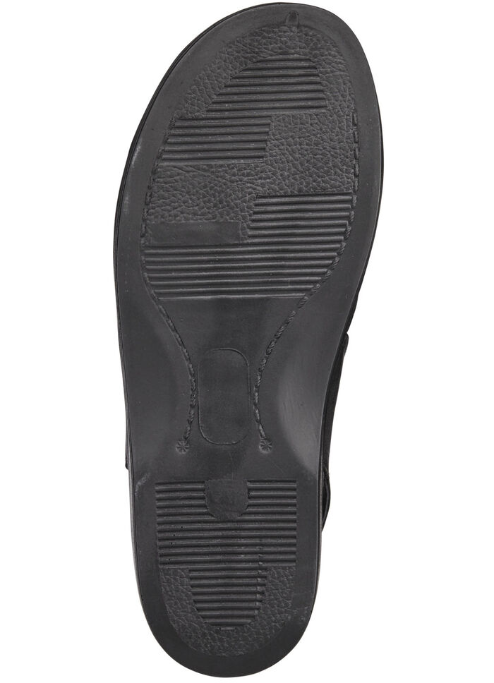 Sandaal met anatomisch gevormd leren voetbed ZWART-BORDEAUX