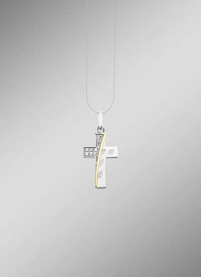 Populaire kruishanger met synthetische zirkonia 