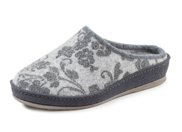 Pantoffels van wolvilt met bloemenprint 