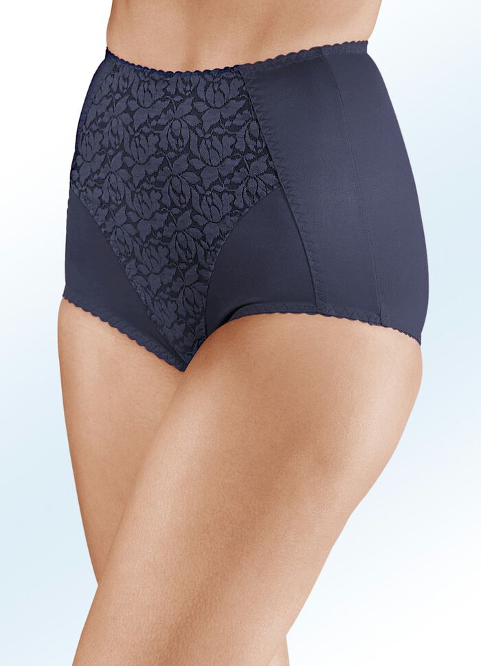 Set van twee slips met kanten inzetten 1X MARINE, 1X WEISS