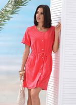 Jurk van badstof met doorlopende knoopsluiting 