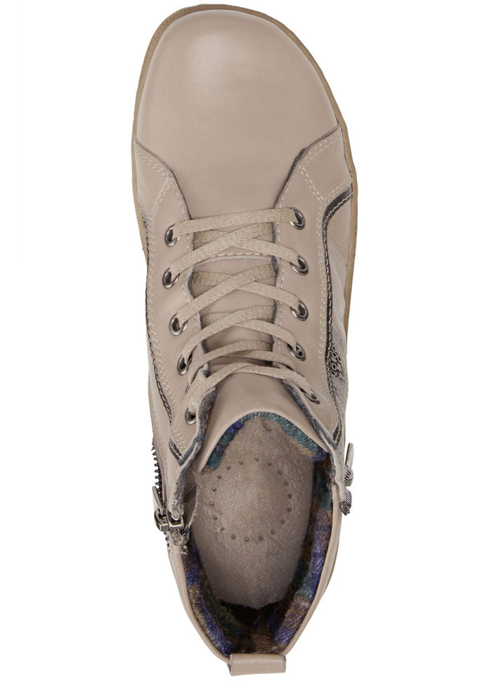 Andrea Conti veterlaarsje met reptiel-reliëf inzetstuk en decoratieve ritssluiting TAUPE