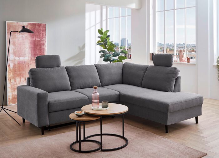 Hoekbank met bedfunctie en voetenbank 