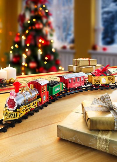 Elektrische kersttrein met LED-verlichting 