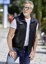 Leren vest met zakken 