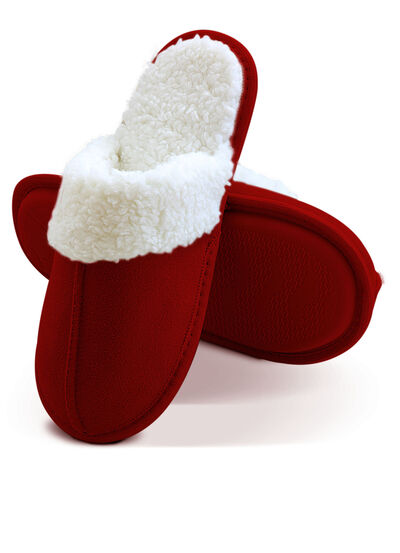 Pluche pantoffels in suèdelook 