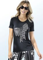 Shirt met strasmotief ZWART