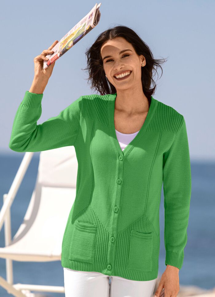 Cardigan met rekbare structuur GROEN