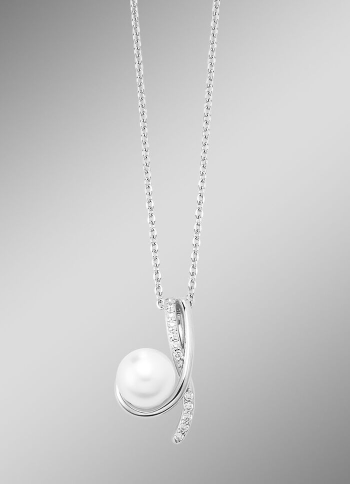 Hanger met zoetwaterparel en synthetische zirkonia 