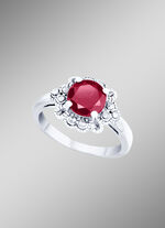 Damesring met echte granaat en echte marcasiet 