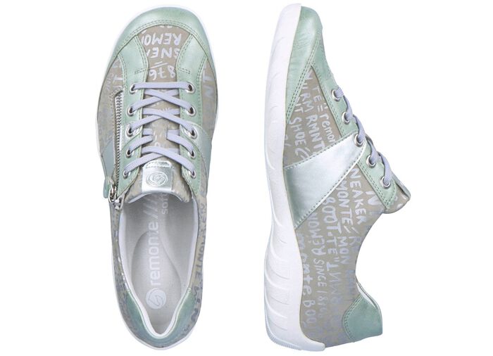 Remonte sneakers met bedrukte rand MINT-ZILVERGRIJS
