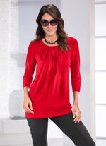 Lang shirt met subtiele plooien in 2 kleuren ROOD