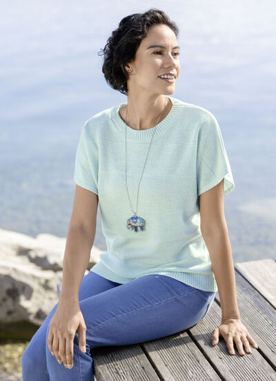 Trui met fijn blokstreepdessin 