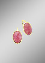 Vergulde oorbellen met rhodochrosiet 