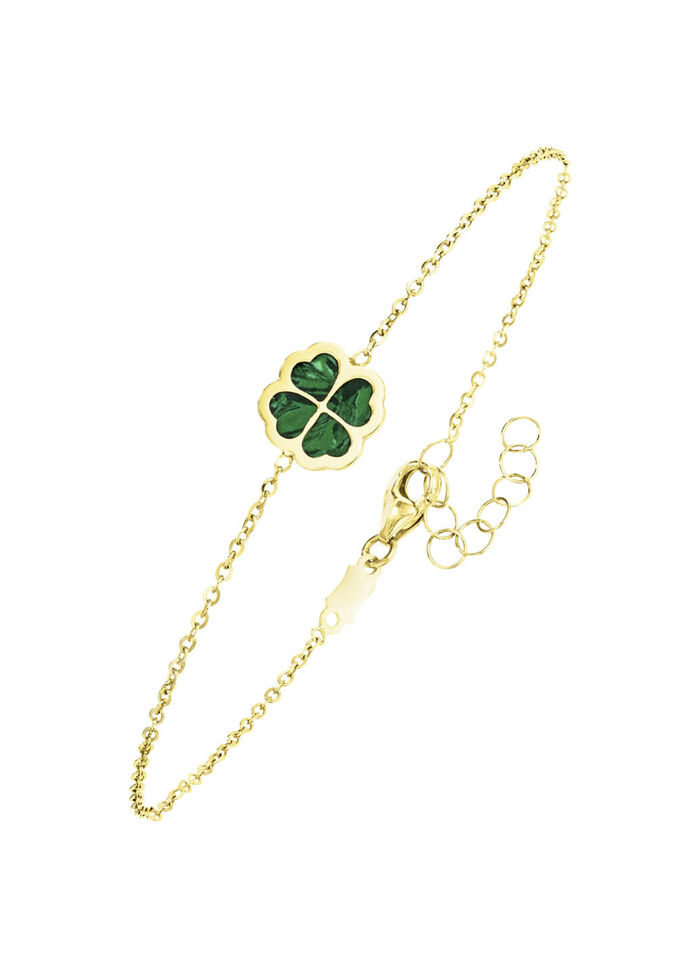 Delicate geluk – armband met malachiet klaverblad 