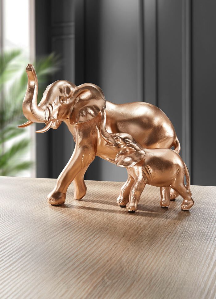 Geschilderde olifant moeder met kind 